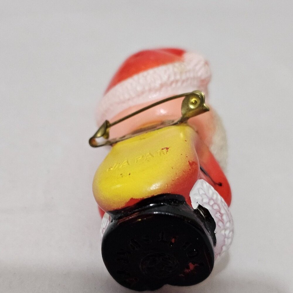 Santa Claus Pin 3" Vintage 1950s Plastic Brooch Christmas Holiday Made In Japan - Picture 6 of 11